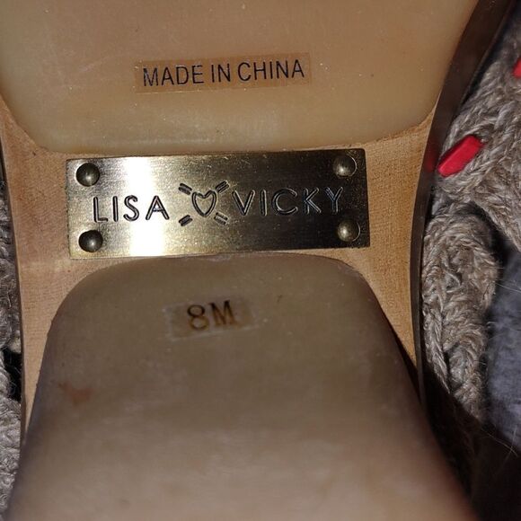 Lisa Vicky Macrame Thong Heel Sandals Sz 8 - Picture 9 of 9